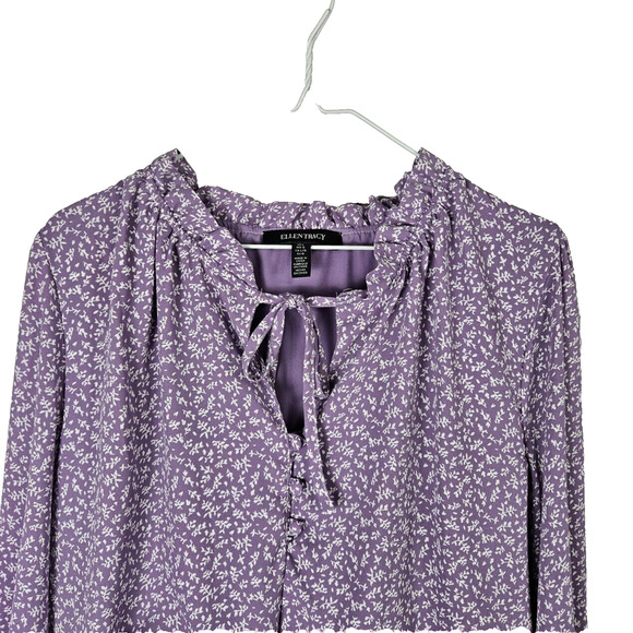 Ellen Tracey Peasant Dress Size L Knee/Midi Purple Ren Faire Lined Long Sleeve - Picture 4 of 8